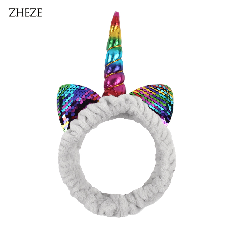 Diadema para lavar la cara con cuerno de unicornio para mujer, diadema de lana Coral blando para maquillaje, Spa, accesorios para el cabello DIY para niña 2023
