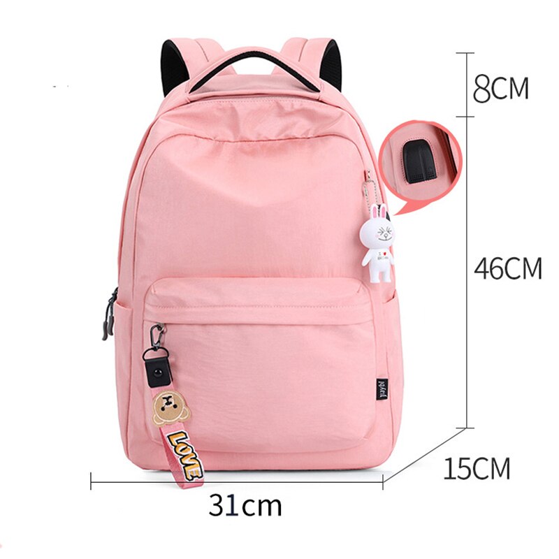 Mädchen Schule Taschen Casual Collage Laptop Rucksack Multi Tasche Reise Rucksack Dame Frauen Rucksack Rucksack: Rosa