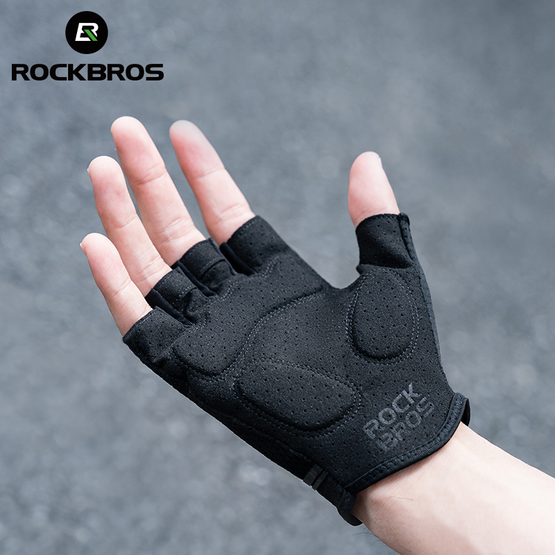 ROCKBROS Fahrradhandschuhe, stoßfeste Halbfinger-Handschuhe, atmungsaktiv, stoßfest, kurze Fahrradhandschuhe, Sommer-Handschuhe mit hoher Elastizität