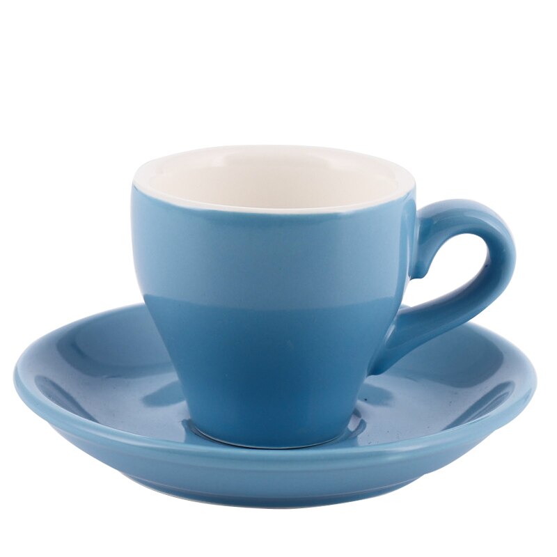 80ml high-grade ceramic coffee cups Coffee cup set Simple European style Mug Cappuccino flower cups Latte: blue