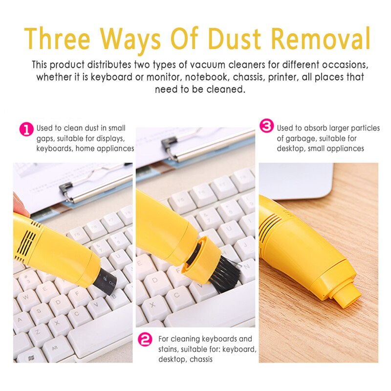 Useful Mini Computer Vacuum USB Keyboard Brush Cleaner Laptop Brush Dust Cleaning Kit Household Cleaning Tool Computer Cleaners