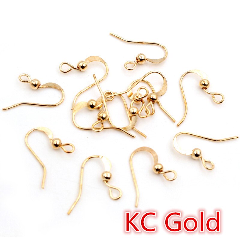 100 unids/lote 19x18mm DIY pendientes hallazgos pendientes cierres ganchos accesorios DIY joyería hacer accesorios gancho de latón joyería: KC Gold