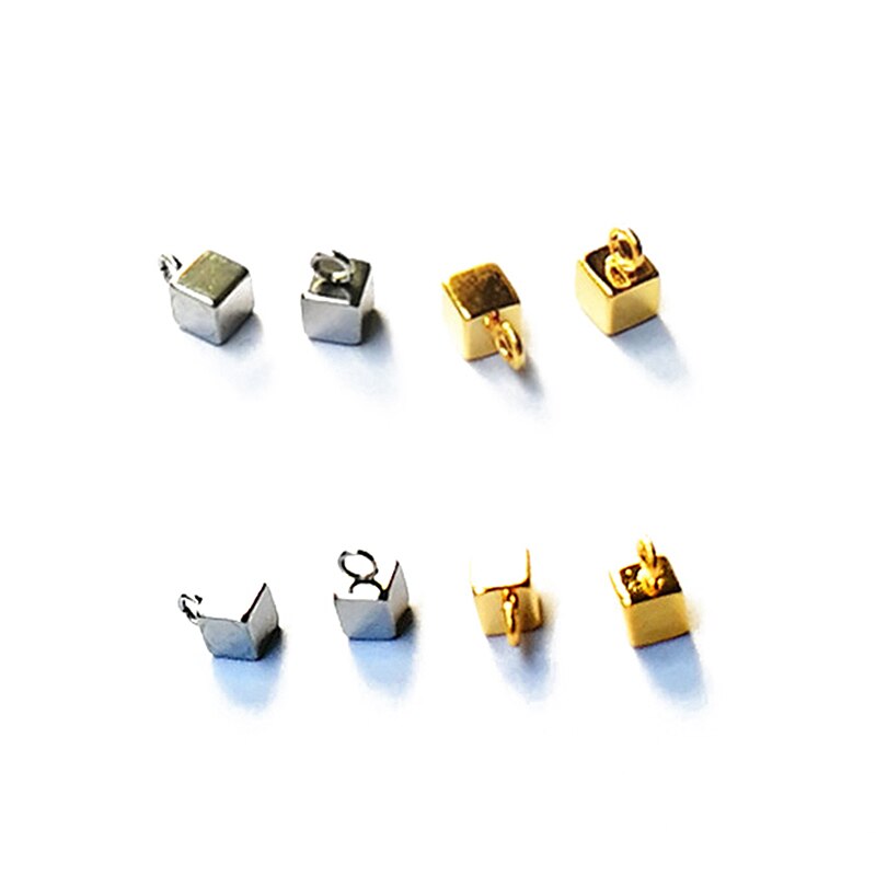 20PCS/lot Stainless Steel Geometric Small Square Box Cube Charms For Jewelry Making DIY Cube Charm Pendants Jewelry Accessories