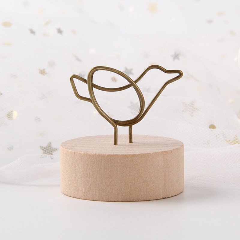 rond en bois Note Photo cadre pince numéro de Table porte-Photo de mariage pince Photo jwjz8: Bird