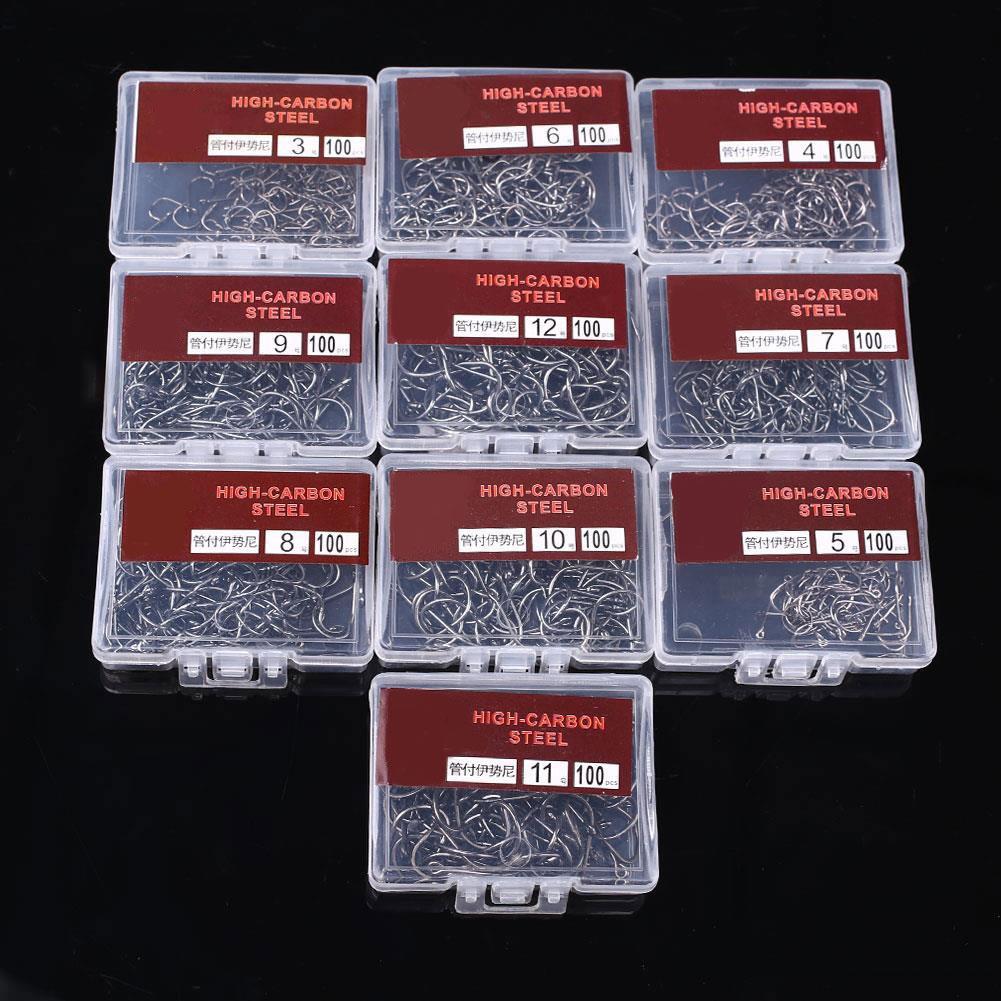 1000Pcs Bait Fishhooks Barbed Hook Fishing Sharpened Fishhook Jig Assorted