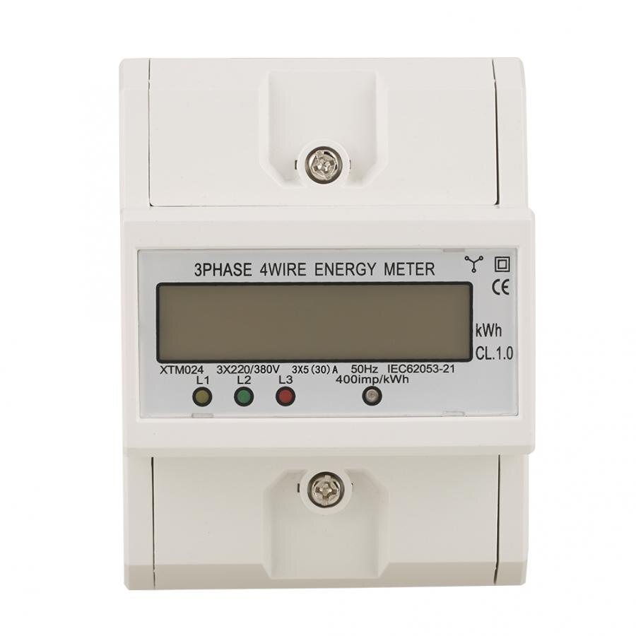 1 pcs 3 x 220V Energy Meter Digital 3-phase 4 Wire 4P DIN-Rail Electric Meter Electronic KWh Meter
