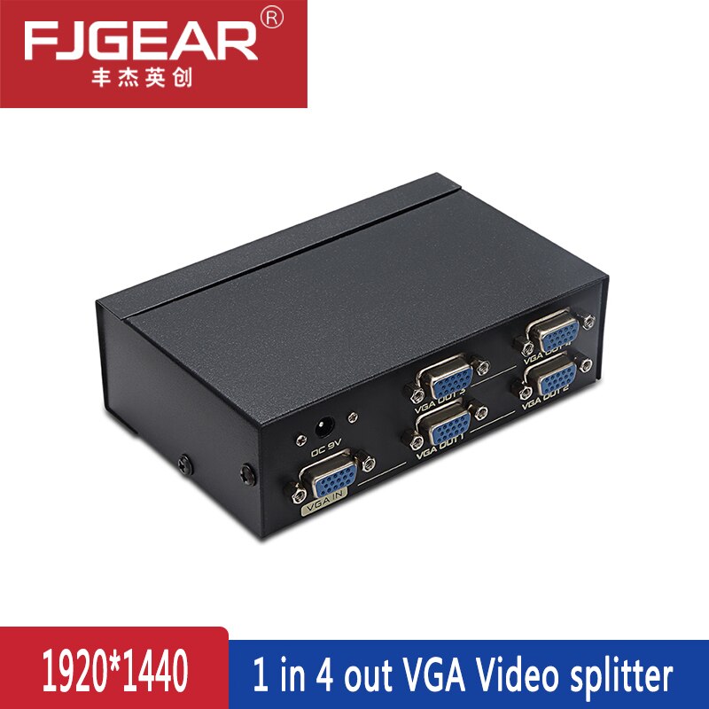 VGA video Splitter HD VGA Video sharing 1-in-4-out 250MHZ 15HDF 30M high frequency 1920 * 1440 power supply