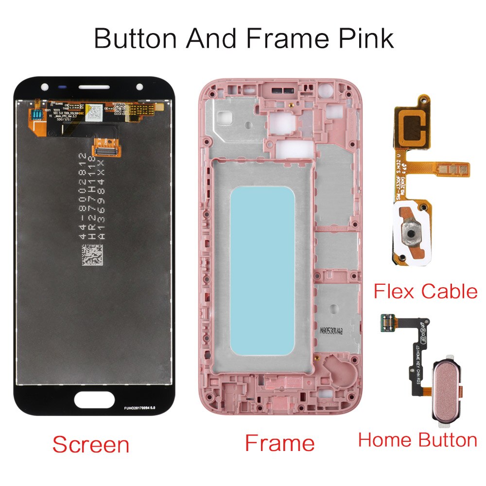 AMOLED LCD Screen for Samsung Galaxy J3 Pro J330F J330FN - 5.0 inch Display with Touch Digitizer: Button Frame Pink