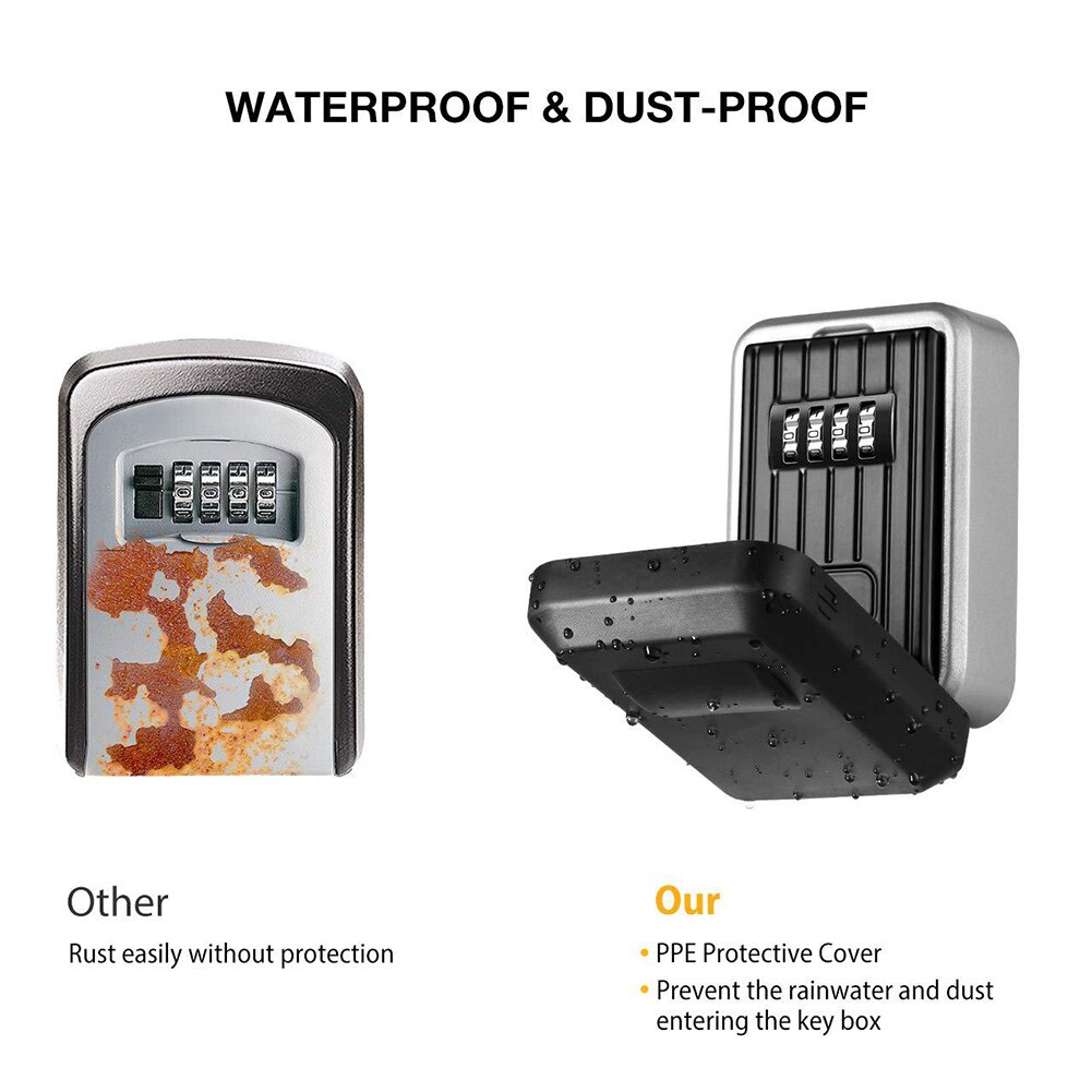 Wall Mounted/Padlock 4-Digit Combination Key Lock Storage Safe Security Box Home Office UY8