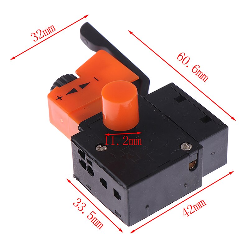 1PC Adjustable Speed Switch Trigger Switches Lock On Pushbutton Speed Control For Electric Drill AC 250V/4A FA2-4/1BEK 250V 6A: 250V 4A