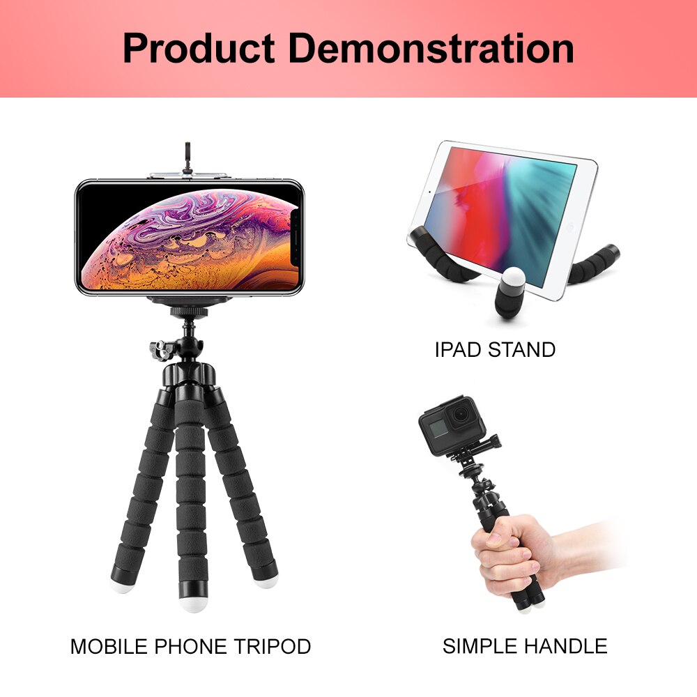 Synzzur Statief Telefoon Clip Stand Universal Mini Flexibele Spons 0 Ctopus Statief Met Telefoon Clip Voor Telefoon Camera Statief