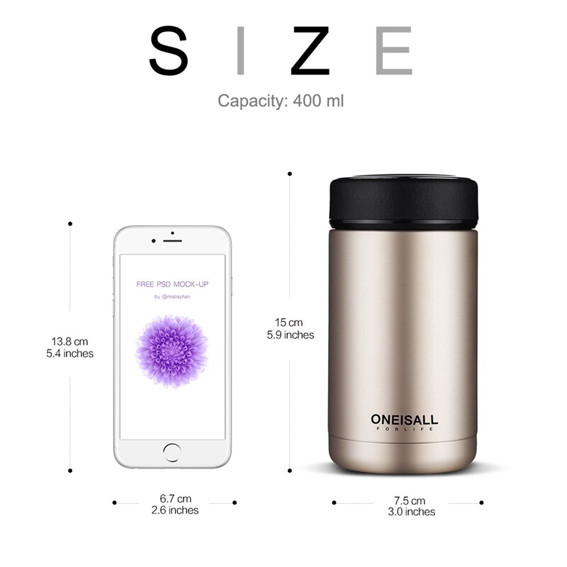 Termo kop rejse krus kaffe te isoleret stål termisk krus med te infuser flaske til vand kaffe te vakuum flaske tumbler