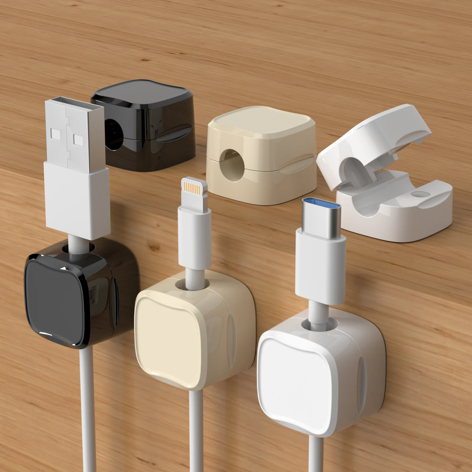Organisateur de câbles, boîte de prise magnétique, enrouleur de câble en Silicone, Clips de gestion de câbles flexibles pour souris, écouteurs, câble de données de téléphone 6 pièces: Rouge