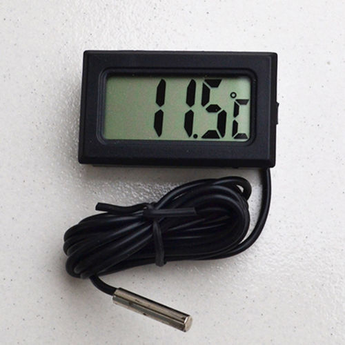 Mini LCD Digitale Thermometer voor Vriezer Temperatuur-50 ~ 110 graden Koelkast Koelkast Thermometer indoor outdoor Sonde 1M 2M: Black