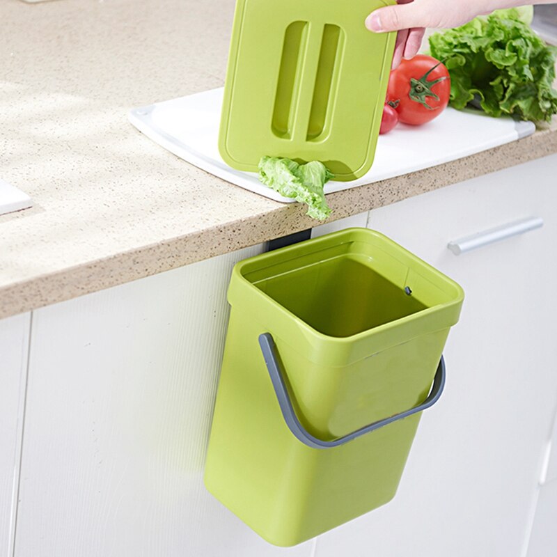 Vuilnisbak Met Deksel Onder Gootsteen Groene Prullenbak Plastic Afval Mand Opknoping Afvalbak Voor Badkamer/Kantoor, afval Compost Bin Voor K