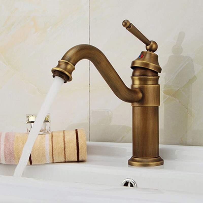 Antique Copper Basin Faucet Cold And Classic Style Bathroom Faucet Water Mixer Single Handle Deck Mounted Tap