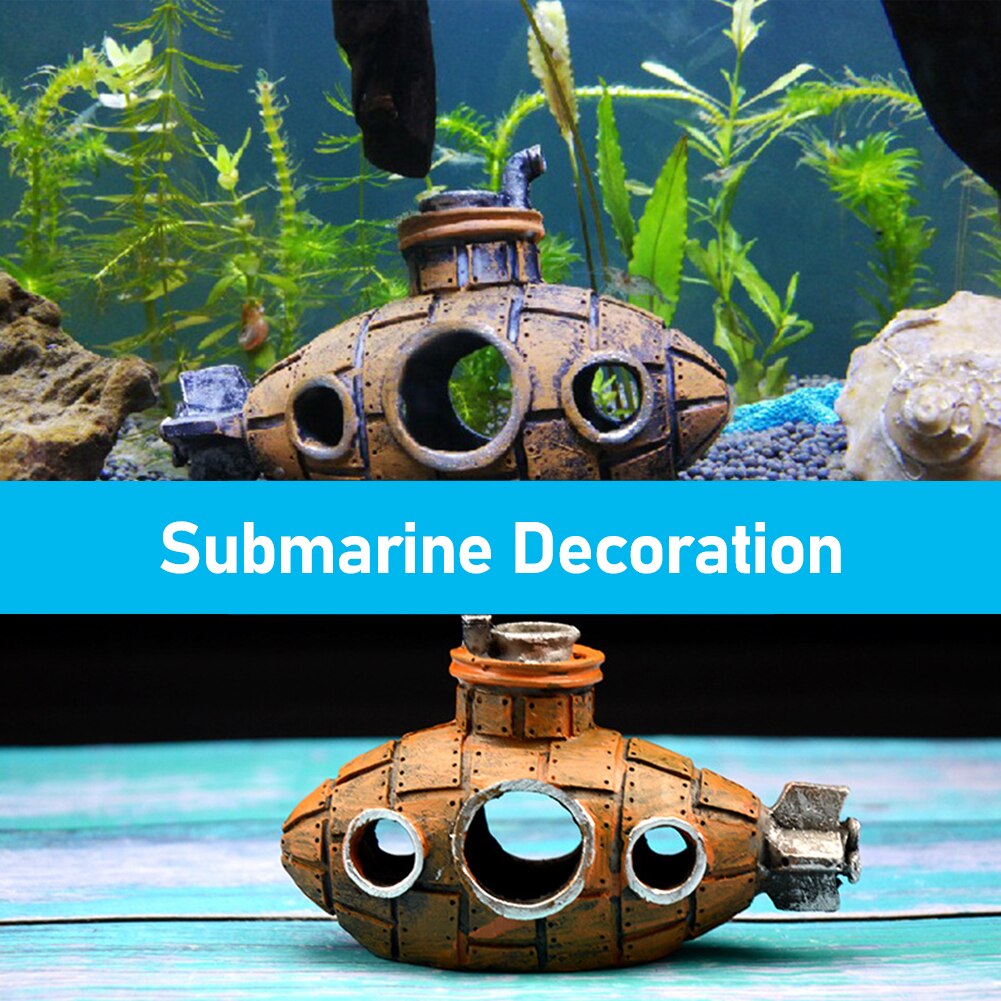 Fish Tank Resin Submarine Decoration Small Fish Hiding House Landscape Submarine Breeding Tank Ornaments Aquarium Supplies