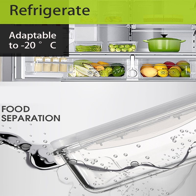 Rectangle glass food container Microwave heated bento meal prep containers Food Storage Box school Lunch box for kids