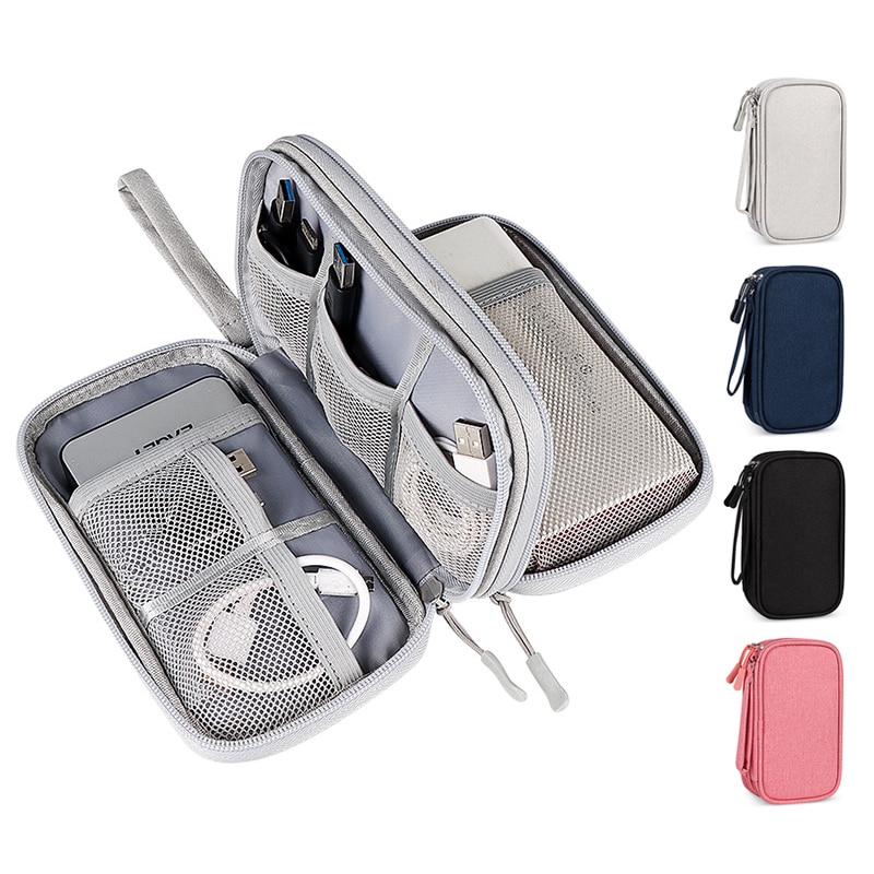 Portable Power Bank Bag USB Charger Gadgets Cables Wires Organizer Pouch Travel Electronic Accessories Protection Storage Case