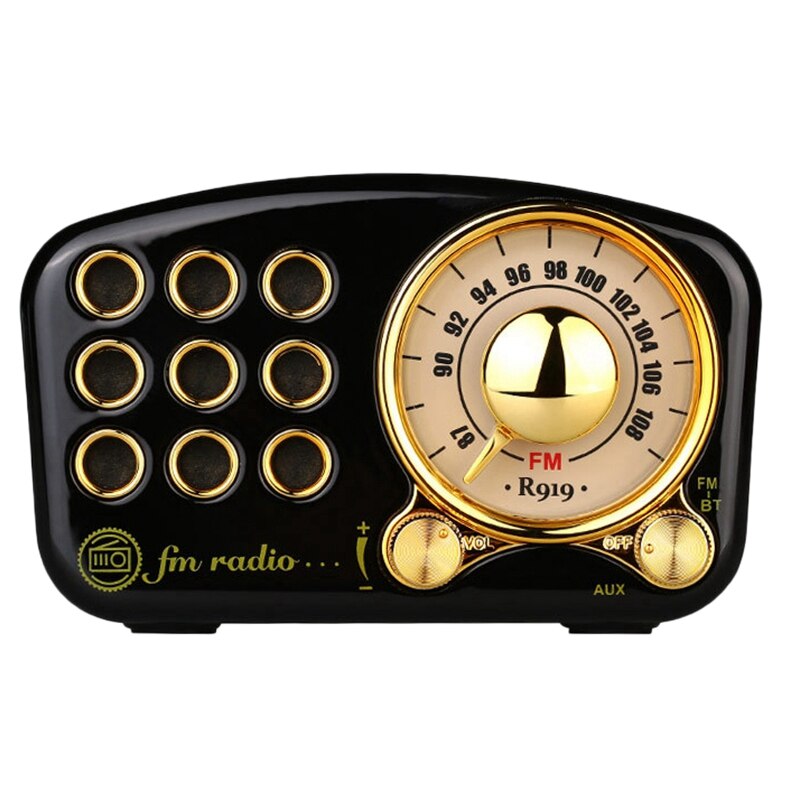 R919 retro Radio Bluetooth Lautsprecher, FM Radio Mit Altmodische Klassische Stil, Bluetooth, Tf-karte Slot: Schwarz