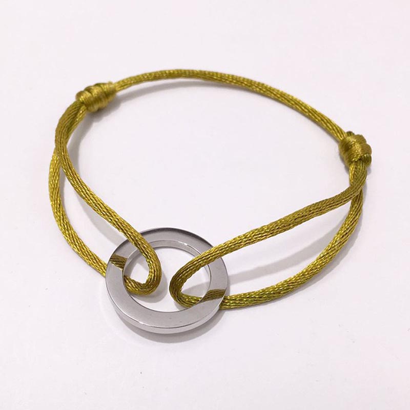 Justerbart flätat armband med enkel ring: Rodiumpläterad