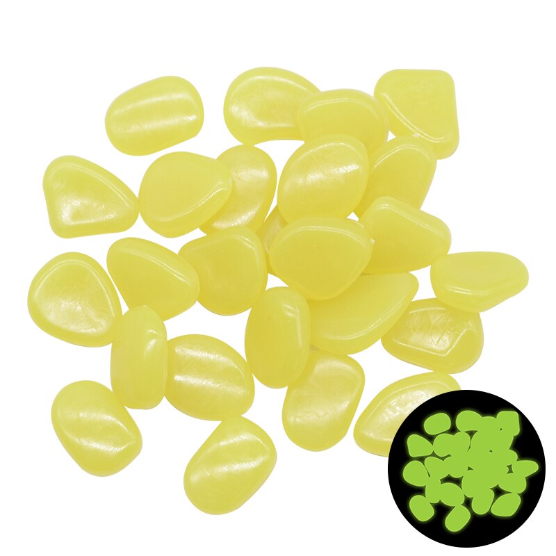 50Pcs Luminous Stone Rocks Glow In The Dark Garden Pebbles for Walkways Path Patio Lawn Pool Aquarium Garden Decor Glow Pebbles: Yellow