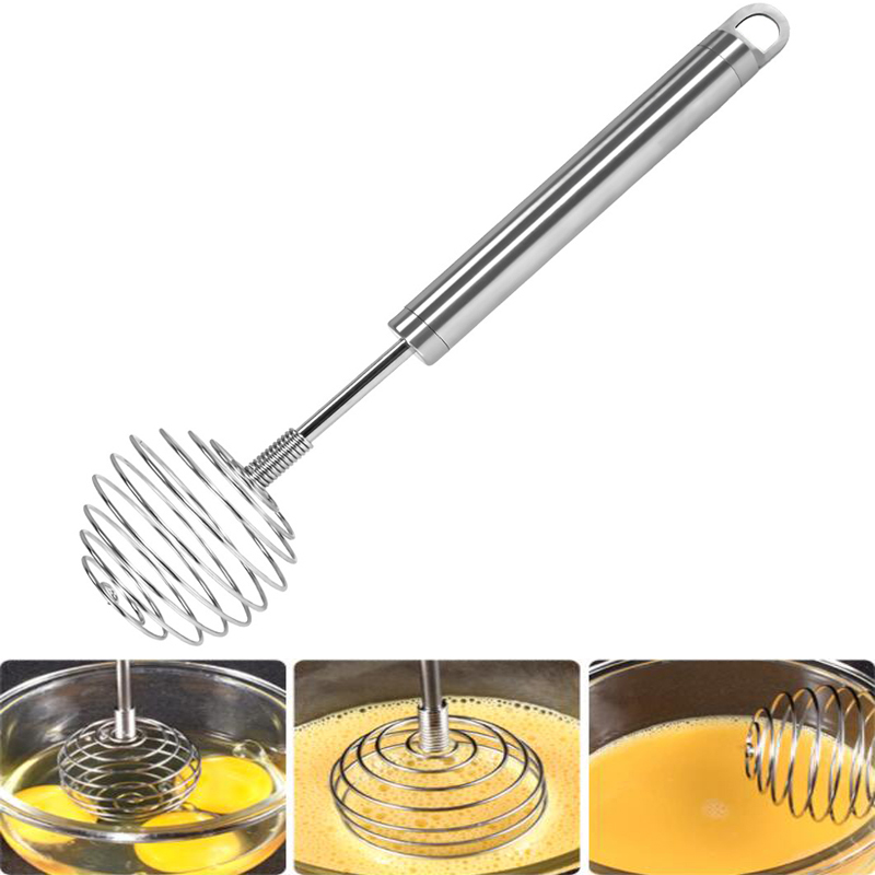 Fouet à ressort à bille en acier inoxydable, batteur à œufs semi-automatique, mélangeur à beurre manuel, broyeur de pommes de terre et d'avocat, outil de cuisson de cuisine