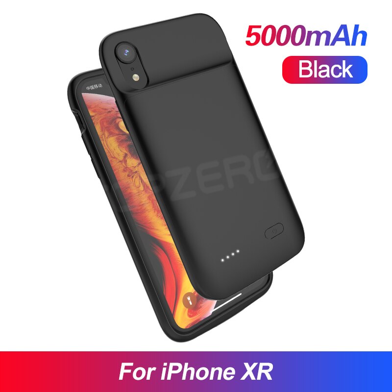 Battery Charger Case For iPhone 6 6S 7 8 Plus X XS XR XS MAX Portable Charging Case Universal External Battery Case For iPhone: Black XR