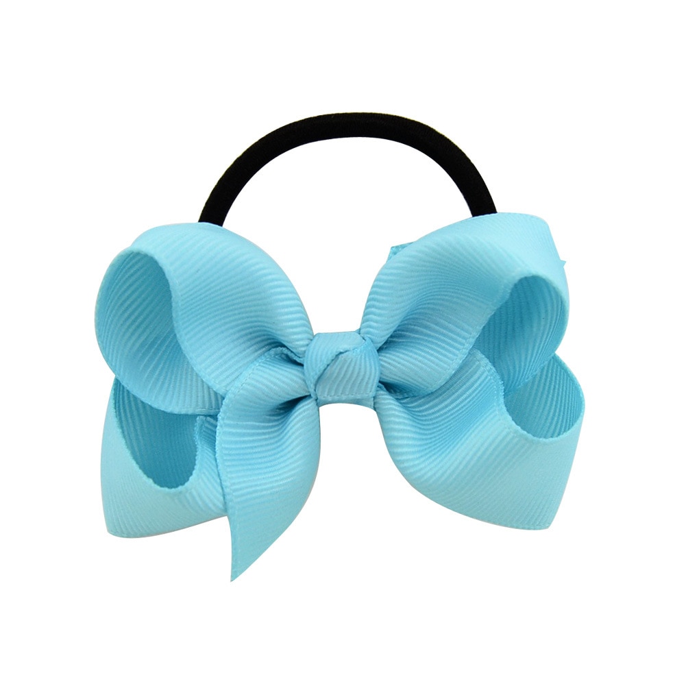 10 Stks/partij Baby Bloem Bows Elastische Haarband Effen Kleuren Meisjes Haar Kringen Zwart Haar Ringen Kinderen Hairbows Voor Paardenstaart