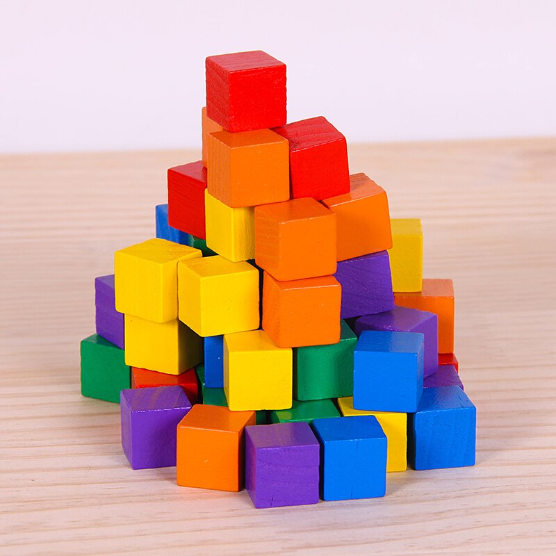 Jaheertoy Del Bambino Blocchi di Legno Del Giocattolo per I Bambini a Blocchi di Colore Montessori Educazione per Bambini: 3CM  30PCS colour