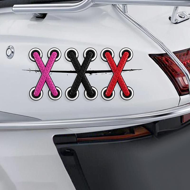 Reflecterende kruisschoenveters auto motorfiets decoratieve sticker vinyl sticker voor SUV RV scooter buitendecoratie