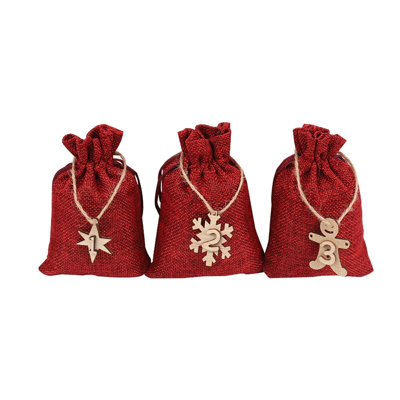 24 stuks/set adventskalender om te vullen jute tas knutselset stoffen tas diy festivaltassen voor kerstmis adventskalender stof