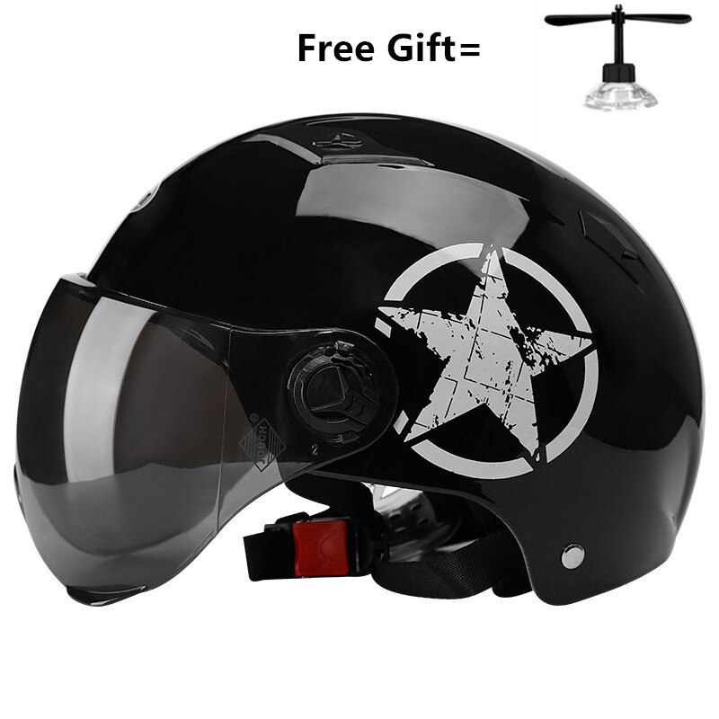 Motorsykkel hjelm scooter sykkel åpent ansikt halv baseball lokk anti-uv sikkerhet hard hatt motocross hjelm flere farger beskytte: glans svart