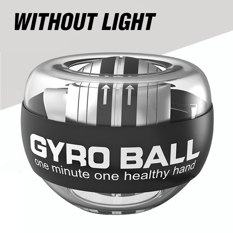 Regenboog Led Self Start Power Ball Gyro Mute Metalen 100Kg Spier Pols Kracht Trainer Ontspannen Gyroscoop Powerball Gym Exerciser: sliver without light