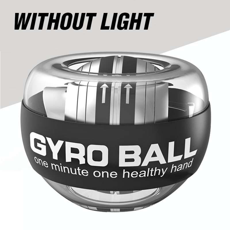 Rainbow LED Self Start Power Ball Gyro Mute Metal 100Kg Muscle Wrist Force Trainer Relax Gyroscope PowerBall Gym Exerciser: sliver without light