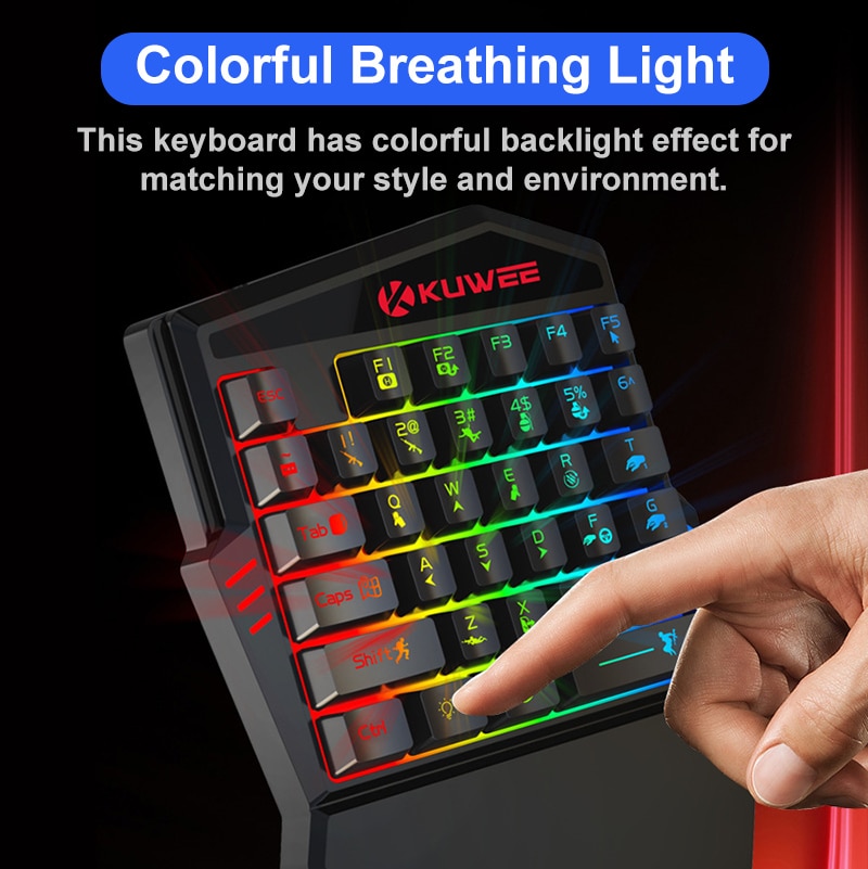 5-in-1 Gaming Set Wireless Bluetooth Gamepad One-handed 39 Keys Gaming Keyboard Mouse Converter Phone Holder Set for IOS Android