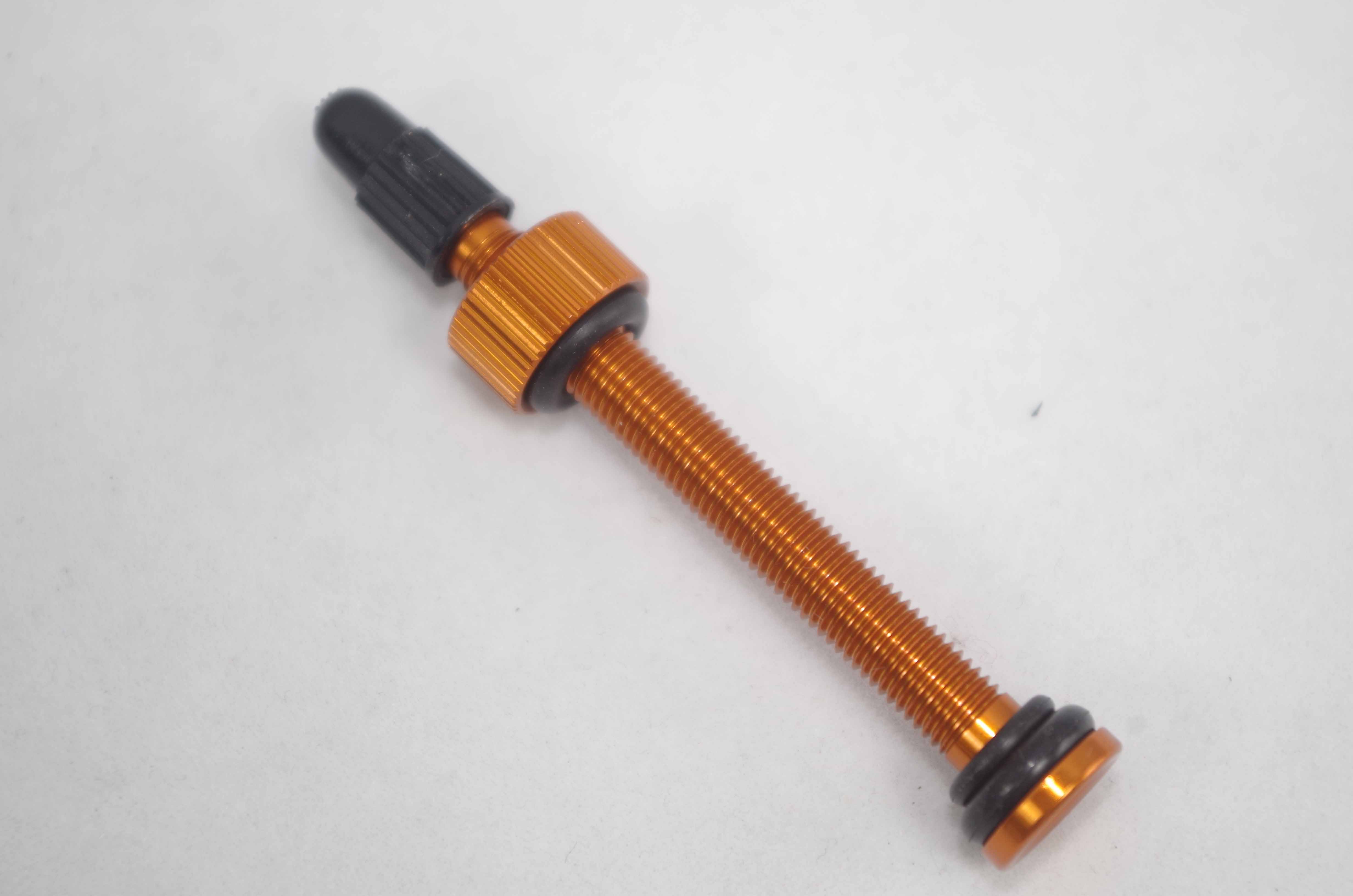 Deerobust-Válvula de aluminio Presta para bicicleta de carretera, sin tubos, rojo, verde, negro, morado, azul, dorado, naranja, 69mm de longitud + cinta: Gold