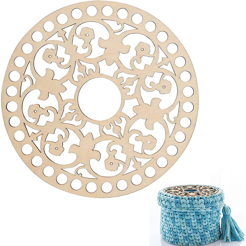4x houten bodem voor het haken van manden met lovely cottons