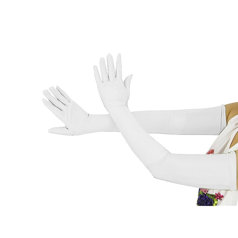 Ensnovo Adult Over Elbow 20 inch Stretchy Long Spandex Gloves Party Fancy Dressing Opera Cosplay Glove Sunscreen Gloves: White