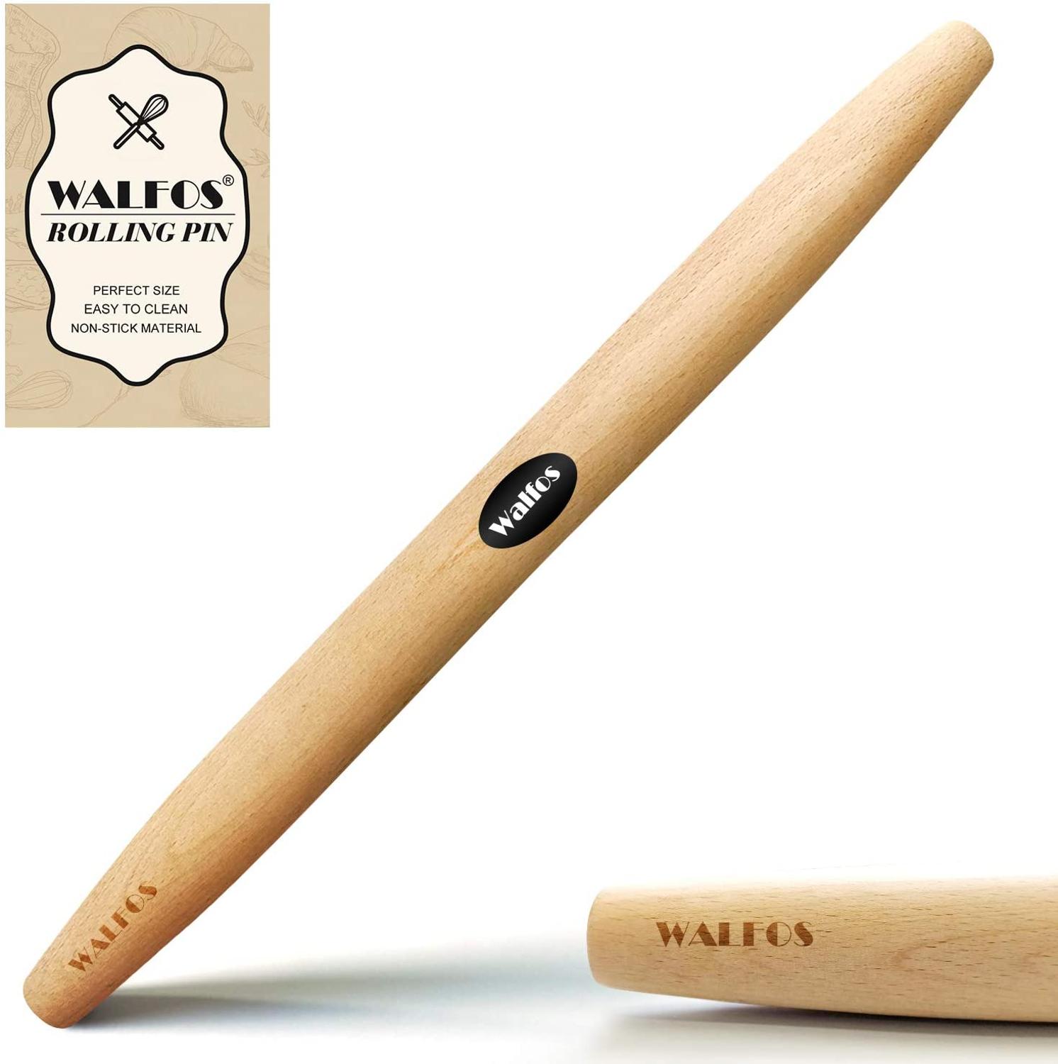 WALFOS 40CM French Rolling Pin Dough Roller For Baking Pizza Dough, Noodles Pie And Cookie Beech Wood Rolling Pin Baking Tools: Chocolate