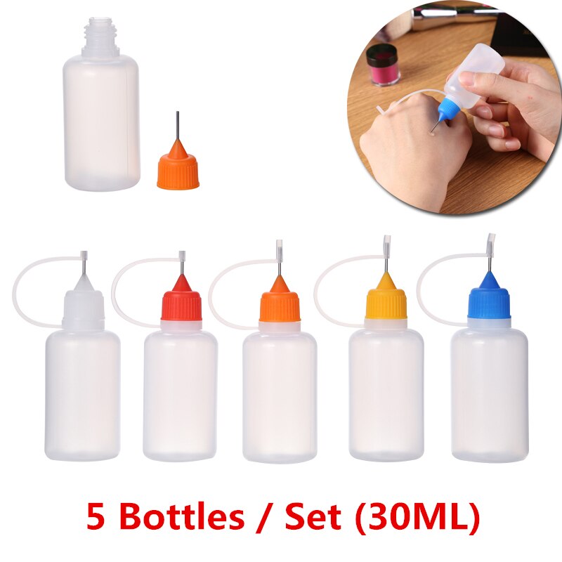 Ensemble de 5 flacons d'applicateur vide remplis de colle à peinture et autres, pour une Application précise et propre: 30ml
