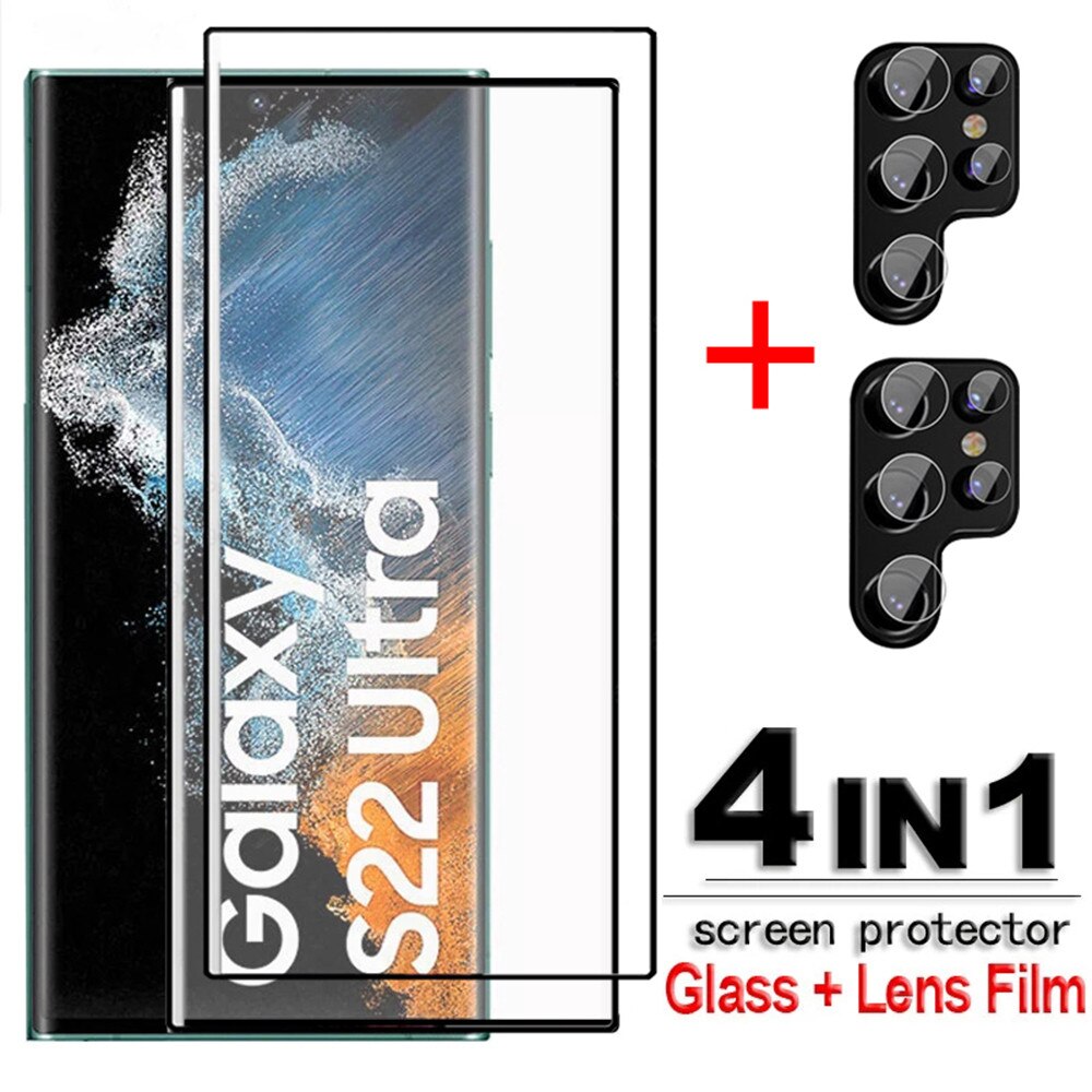 For Samsung Galaxy S22 Ultra S22 Plus Glass 3D Full Cover Curved Screen Protector For Samsung S22 Ultra Tempered Glass Lens Film