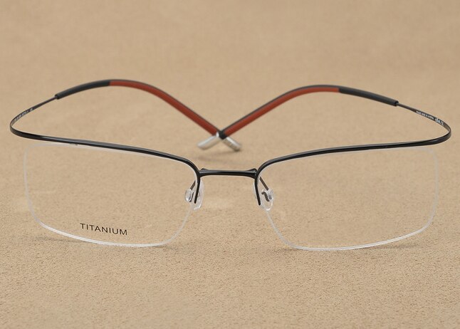 ELECCION Eyebrow Prue Titanium Optical Frame Glasses for Men Women Half Rimless Rim Eyeglasses Frames Clear Lens: C4. Black  Frame