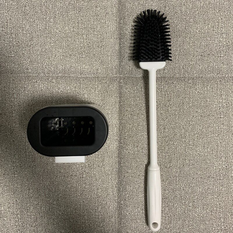 Brosse de toilette à tête en caoutchouc | Avec support, brosse de nettoyage de salle de bains, brosse de toilette Flexible en forme de U