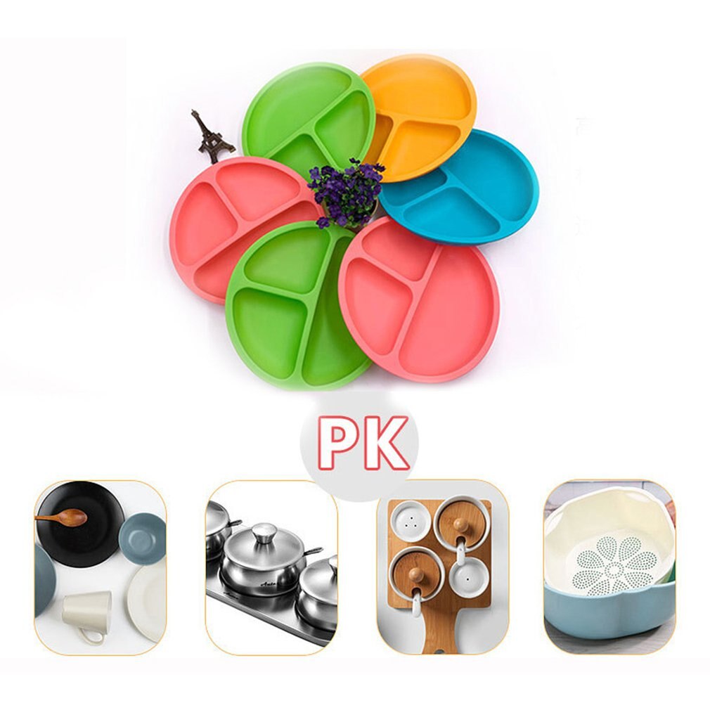 Plato de comedor de silicona para bebé sin BPA, vajilla para el almuerzo con cara sonriente encantadora, platos de frutas de cocina, platos de comida para niños, platos de cena