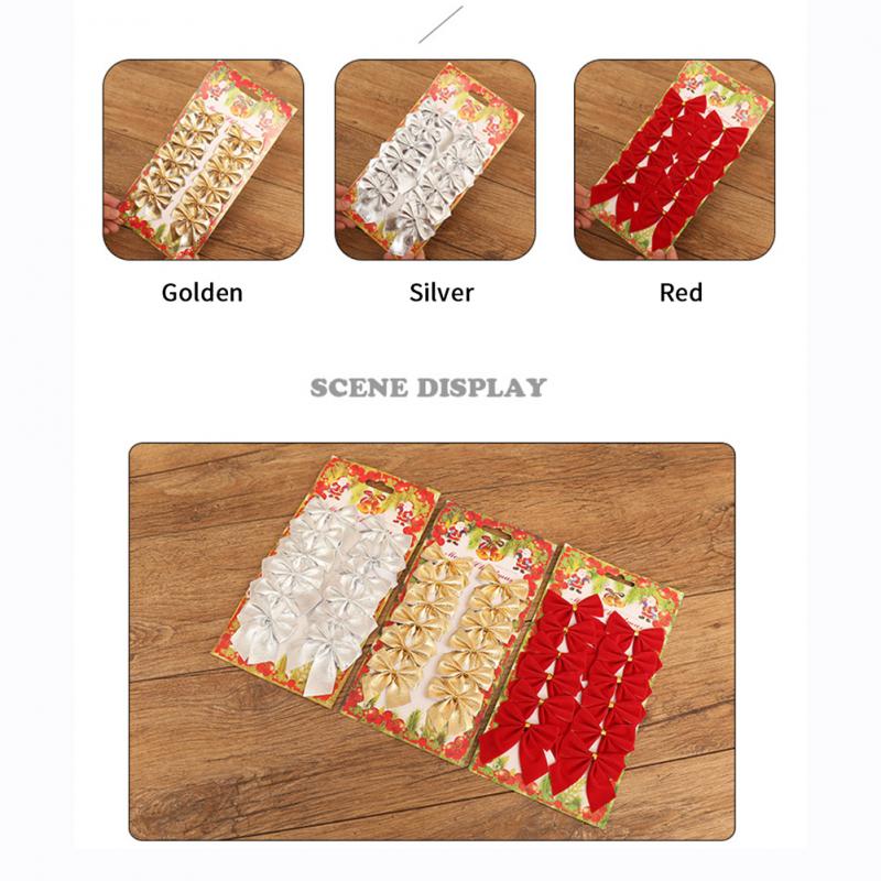 12pcs Christmas Butterfly Bow Hanging Decor For Decoration Home Gold Silver Red Bowknot Xmas Tree Ornament Year 2022 Navidad