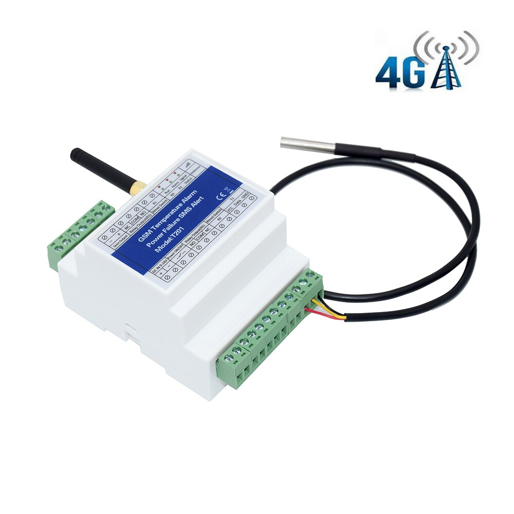 Din-Rail 4G Lte Gsm Sms Afstandsbediening Temperatuur Status Monitor Alarm Met 2 Relais Uitgang Stroomuitval herinneren