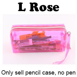 Estojo de plástico transparente para lápis, bolsa para lápis de escola e escritório para maquiagem de cosméticos: Borgonha