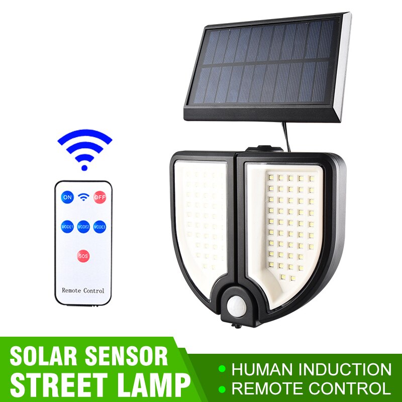 90LED Solar Sensor Licht Menselijk Lichaam Inductie Lamp Tuin Outdoor Verlichting Solar Lamp Waterdicht Met Intelligente Afstandsbediening