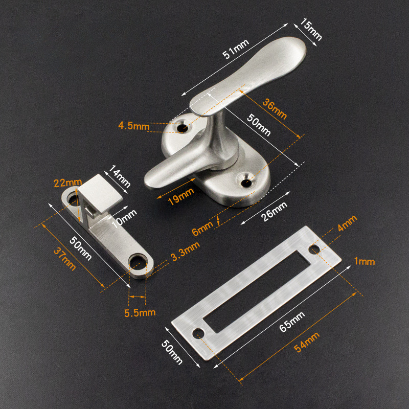 Stainless Steel Doors and Windows Sash Lock Window Latch Handle Sliding Window Handle Security Hasp Hardware Fittings: Black & White